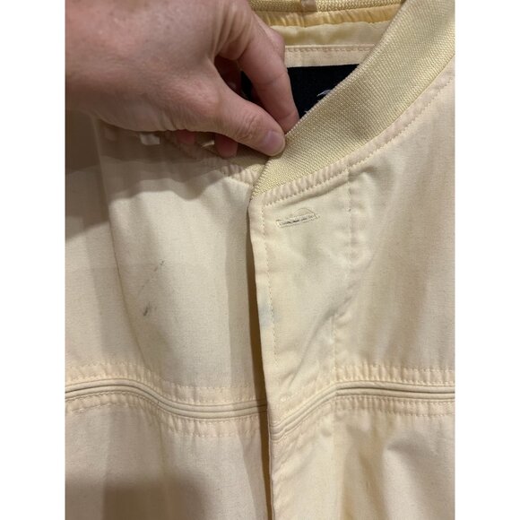 Vintage Windbreaker Ivory Bomber Jacket Zip Pockets and Ribbed Hem SZ Medium - Picture 4 of 9